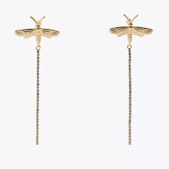 New ZARA Jeweled Dragonfly Dangle Earrings - Picture 3 of 11